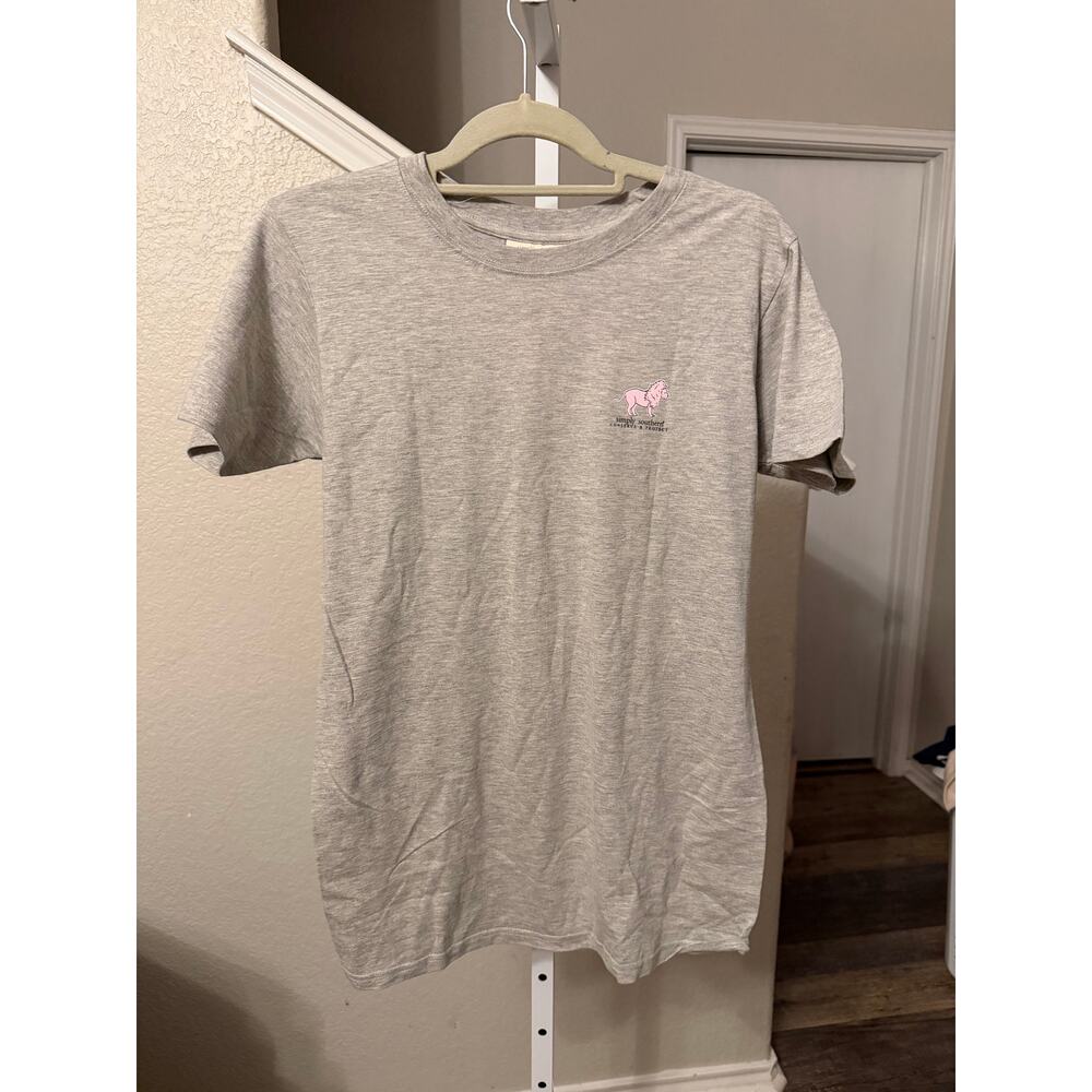 Simply Southern Strawberry Lion Gray Graphic Tee Size Small